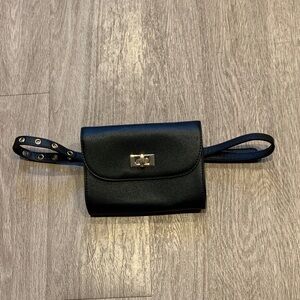 Elegant Black Leather Belt Bag